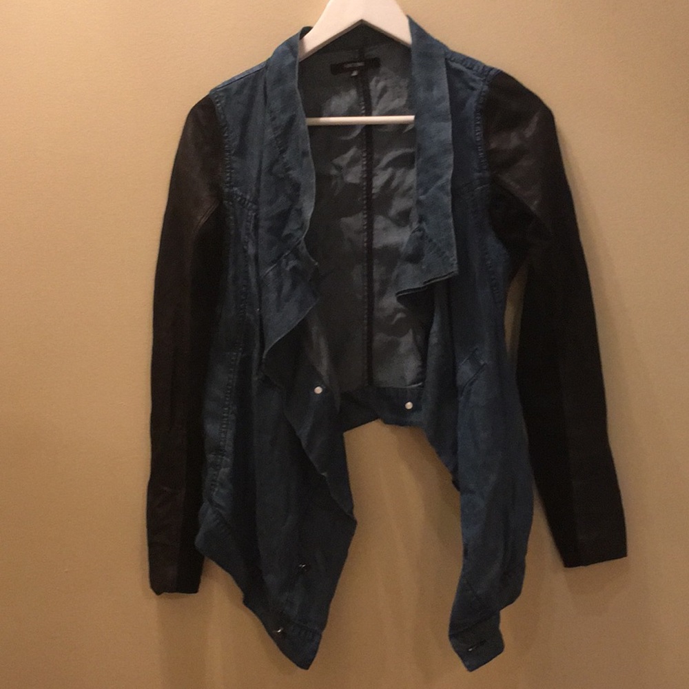 Jean Jacket w/ leather sleeves